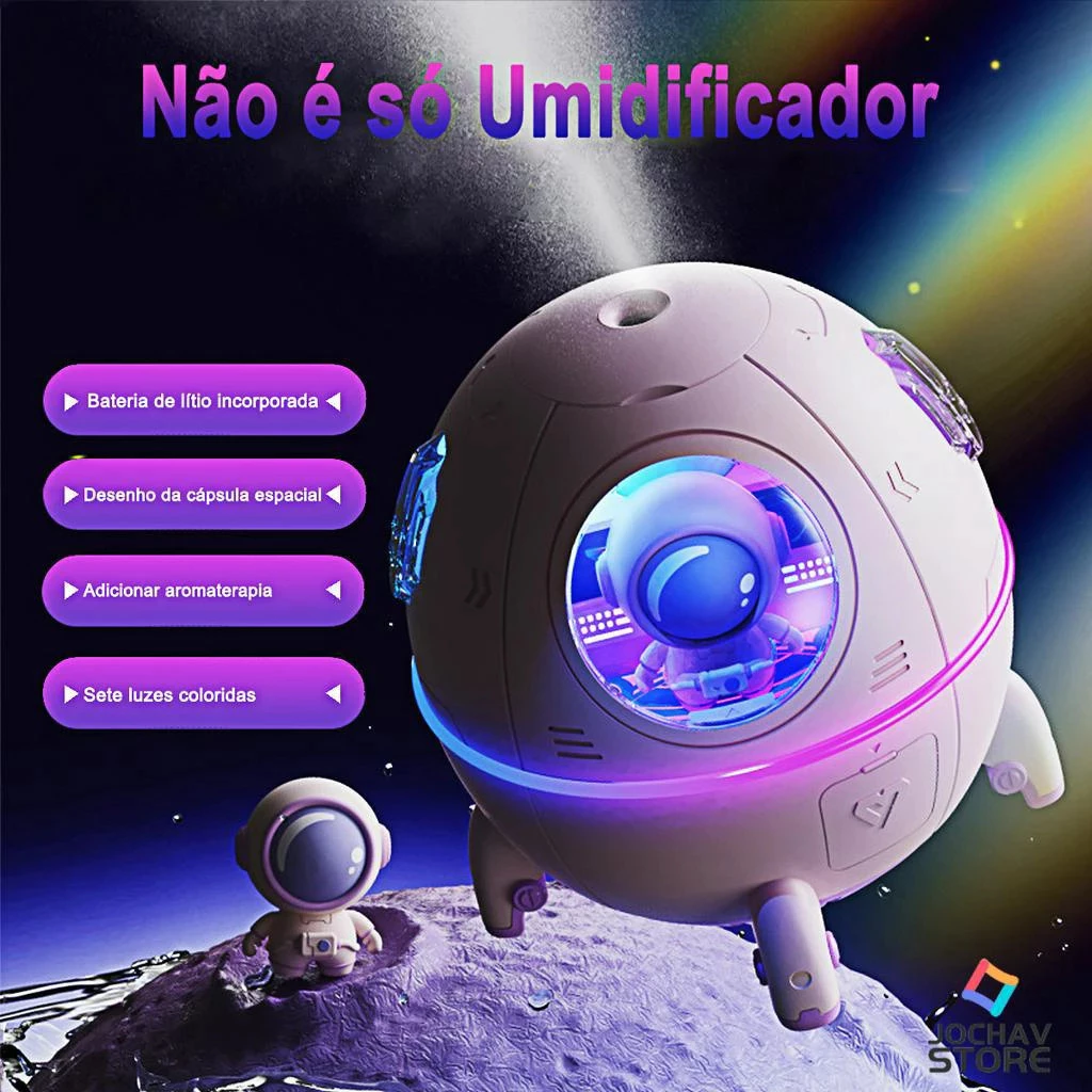 Umidificador Cápsula Espacial com Astronauta
